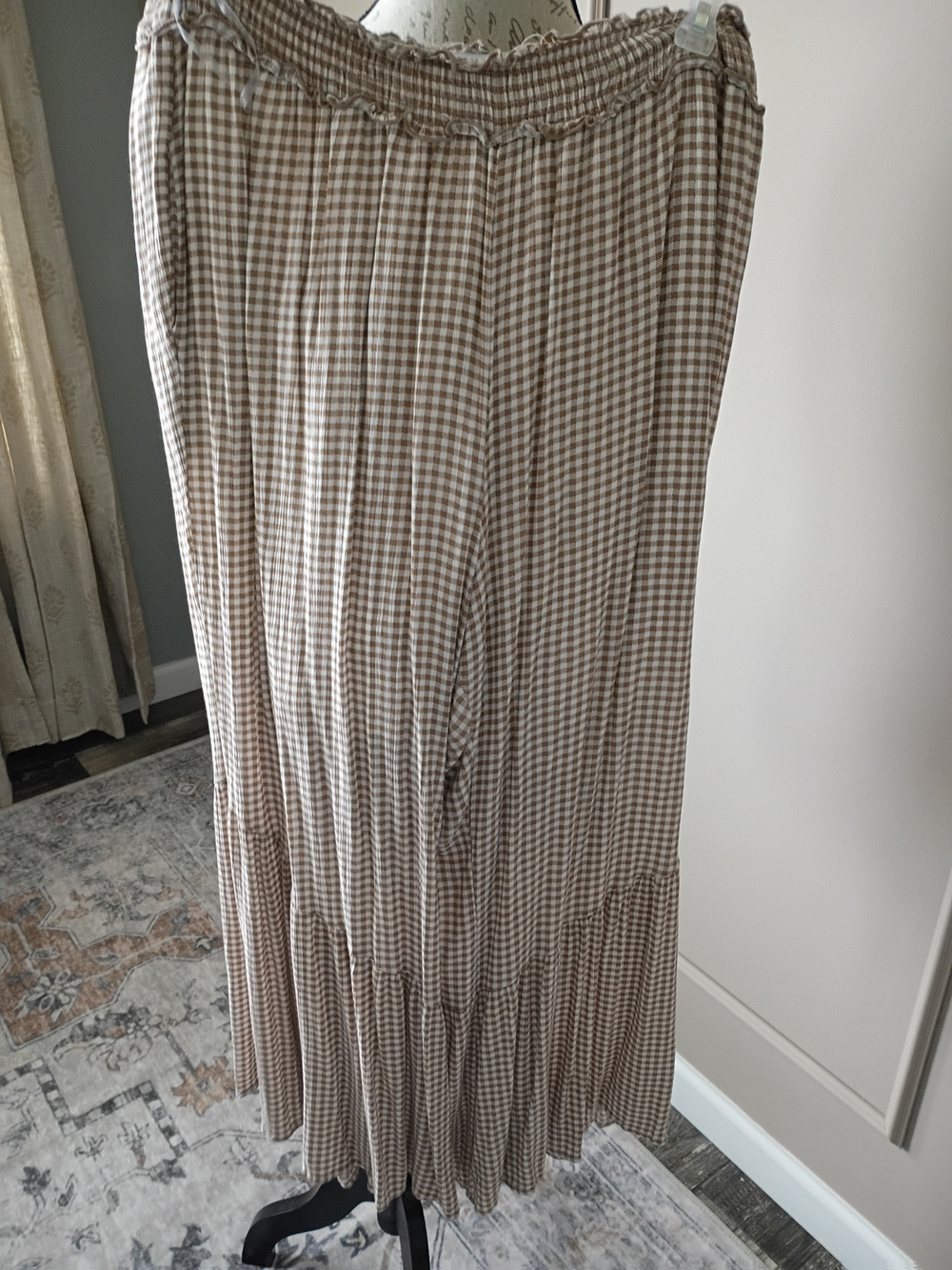 Chic Soul Brown Gingham Lined Pants